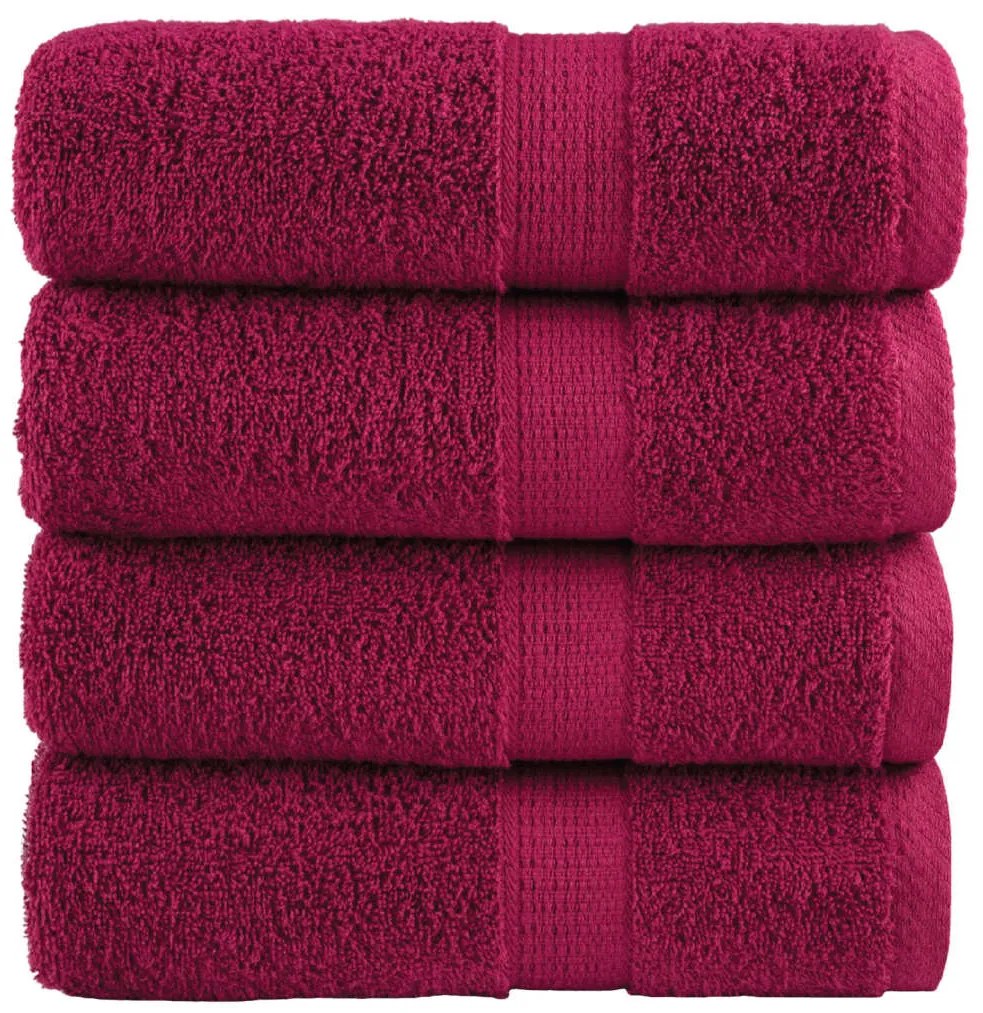 vidaXL Prosoape de baie premium SOLUND, 4 buc., bordeaux, 30x30 cm, 600 g/m²