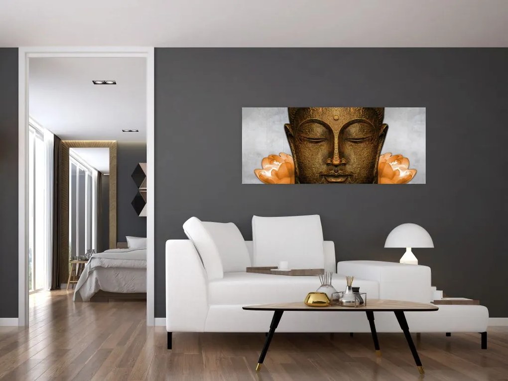 Tablou cu statuie cu detaliu a feței (120x50 cm)