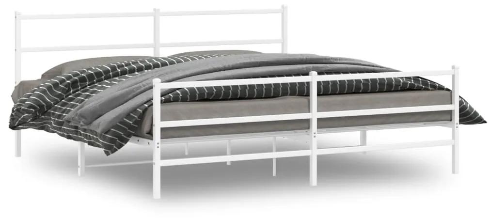 355436 vidaXL Cadru pat metalic cu tăblie de cap/picioare , alb, 180x200 cm