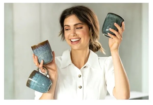 Cană din gresie ceramică Villeroy &amp; Boch Like Lave, 400 ml, turcoaz - maro