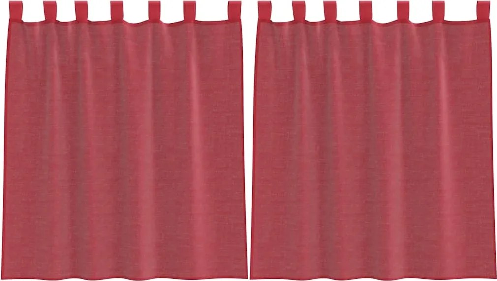 vidaXL Perdele Voile cu buzunare pentru bare 2 buc Roșu Vin