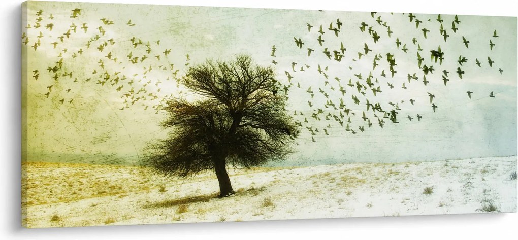Tablou - cu multe păsări pictate (120x50 cm)