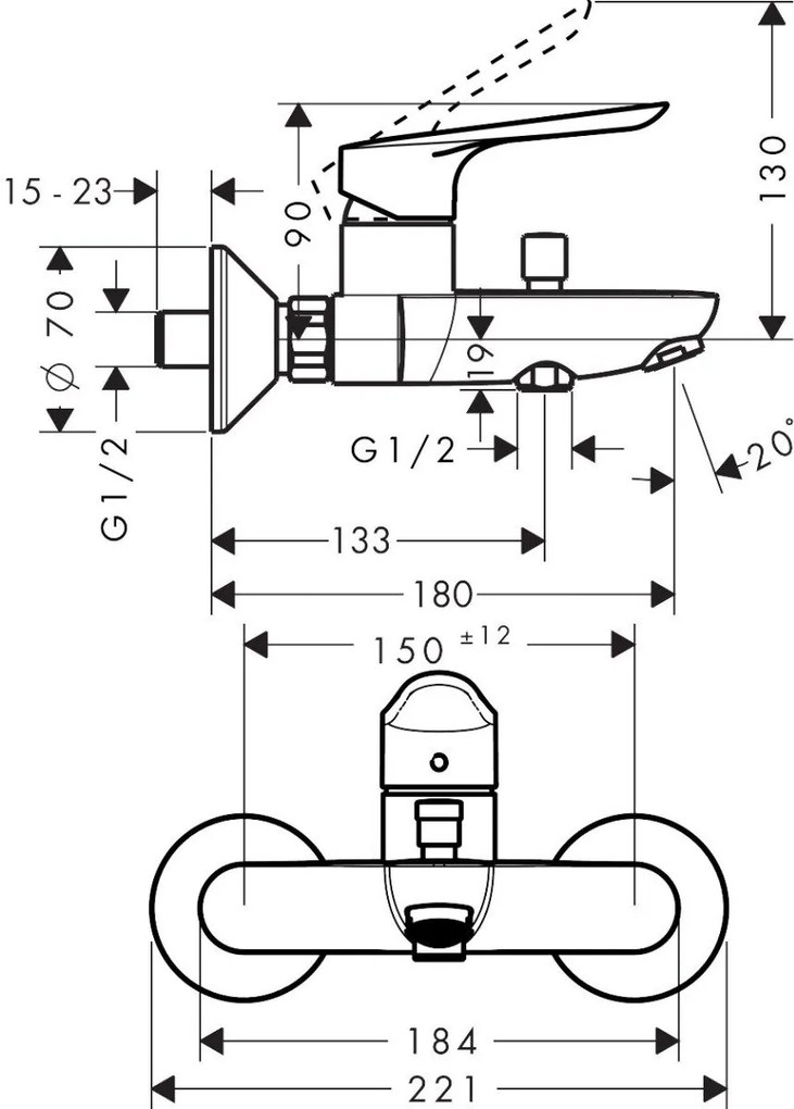 Baterie cada Hansgrohe Logis E - 71403000