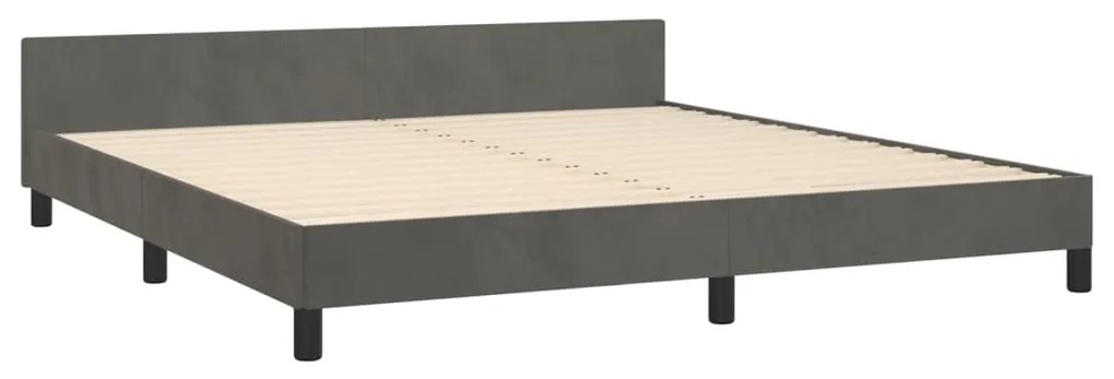 Cadru de pat cu tablie, gri inchis, 160x200 cm, catifea Morke gra, 160 x 200 cm