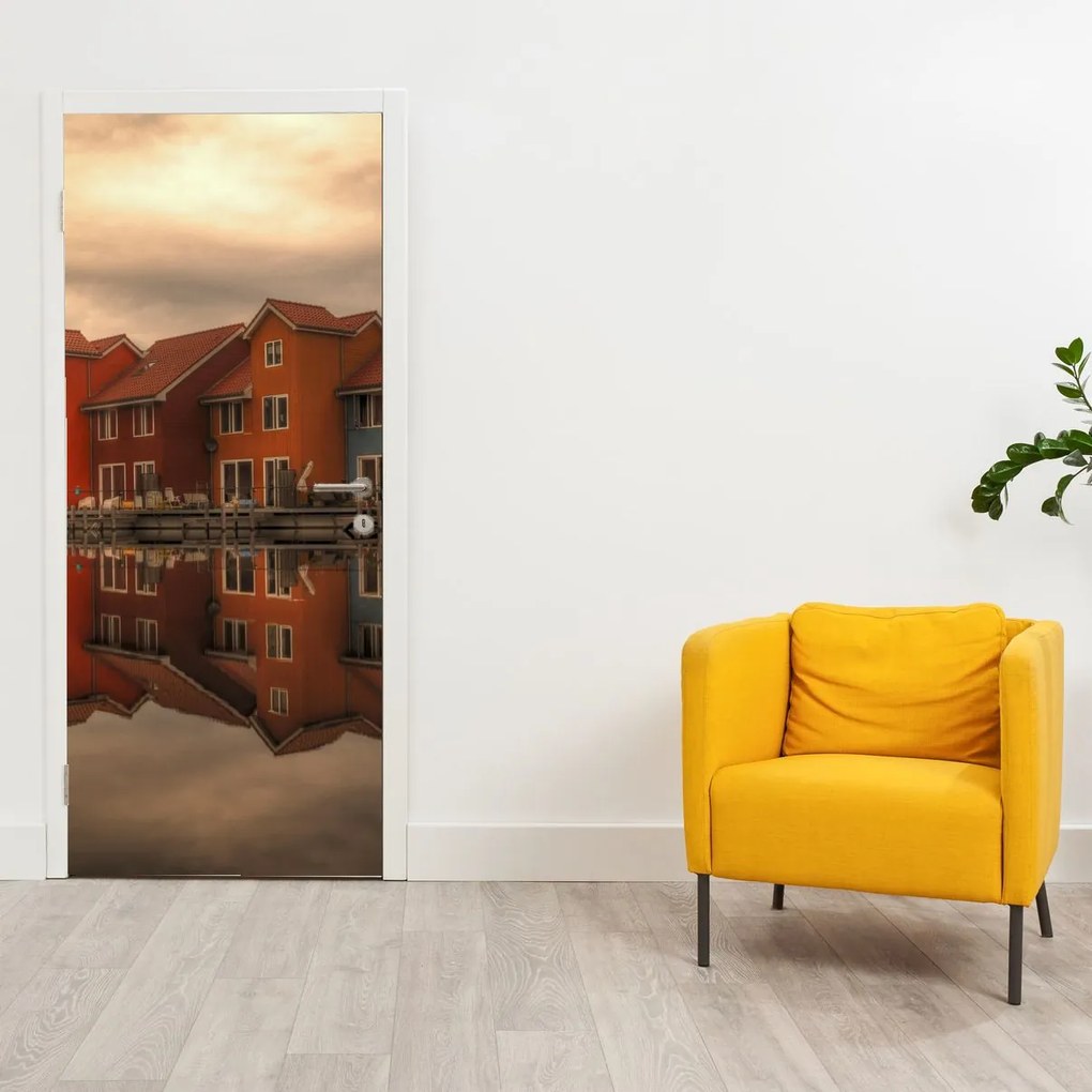 Fototapet pentru ușă - Căsuțe colorate (95x205cm)