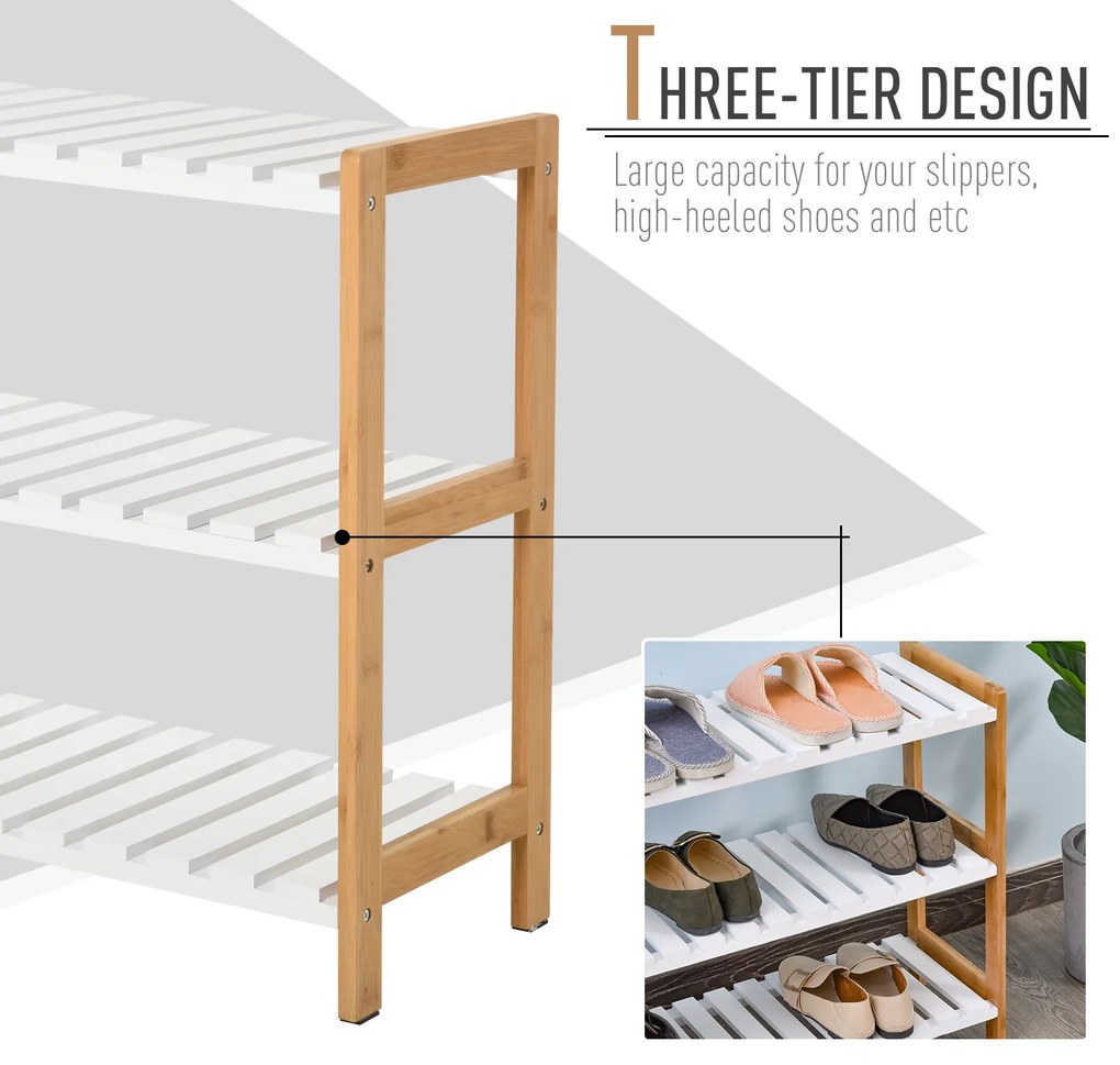 HomCom suport pentru pantofi, cu 3 rafturi, 70x26x57,5 cm | AOSOM RO