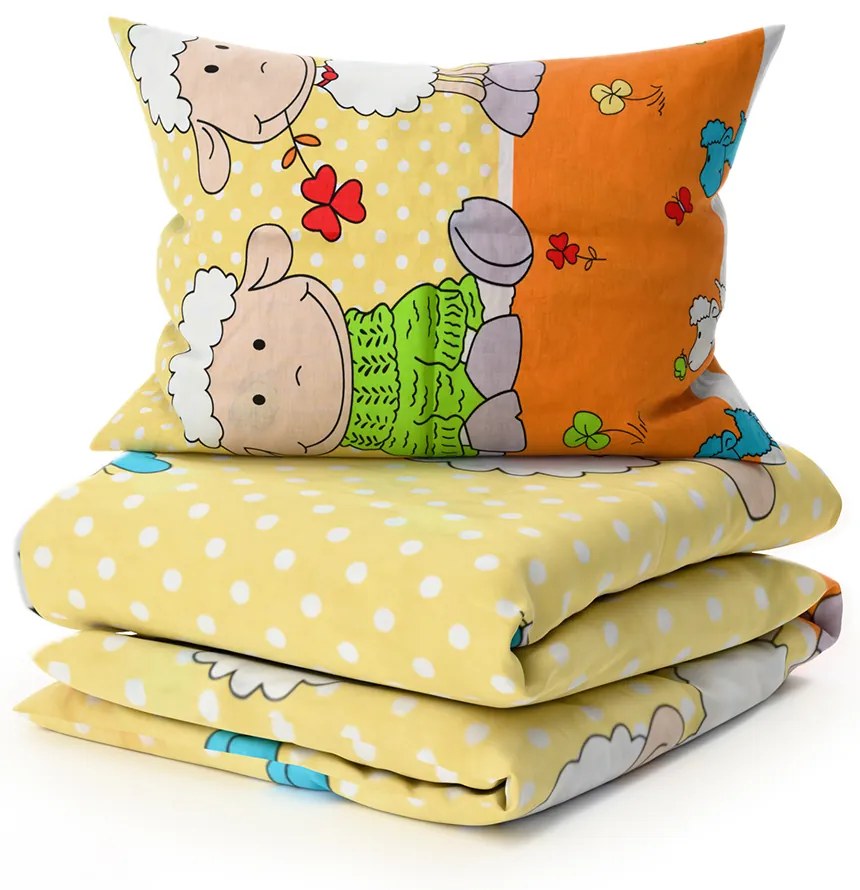 Lenjerie de pat din bumbac pentru patut OVECELE galben Dimensiune lenjerie de pat: 45 x 65 cm | 90 x 135 cm