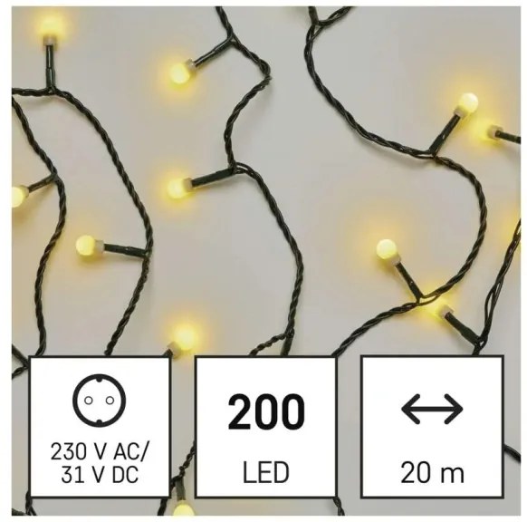 Ghirlandă LED de Crăciun 200xLED/8 funcții 20m IP44 alb cald