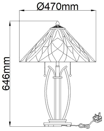 Elstead QZ-VICTORY-TL - Lampă de masă Tiffany VICTORY 2xE27/60W/230V
