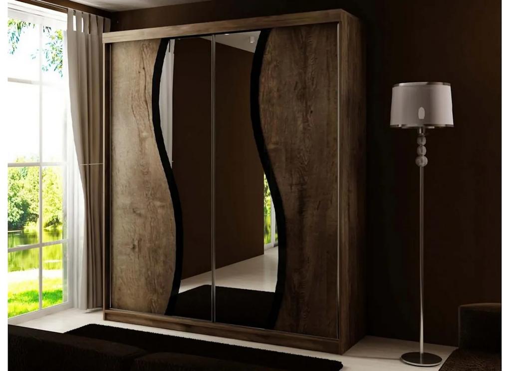 Expedo Dulap dormitor cu oglindă TALIA 9, 150x200x63, cenușă închisă