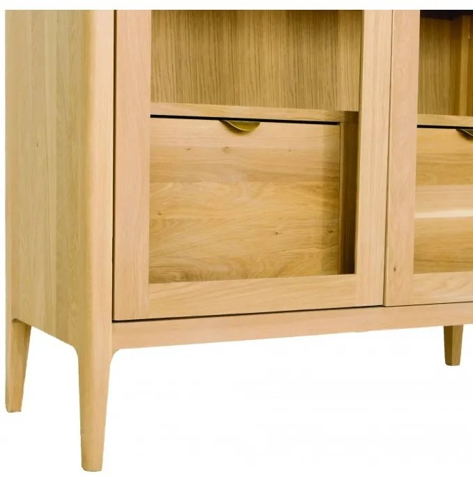 Vitrina, natur, din lemn de stejar, L108 cm, aspect rustic, Ernest