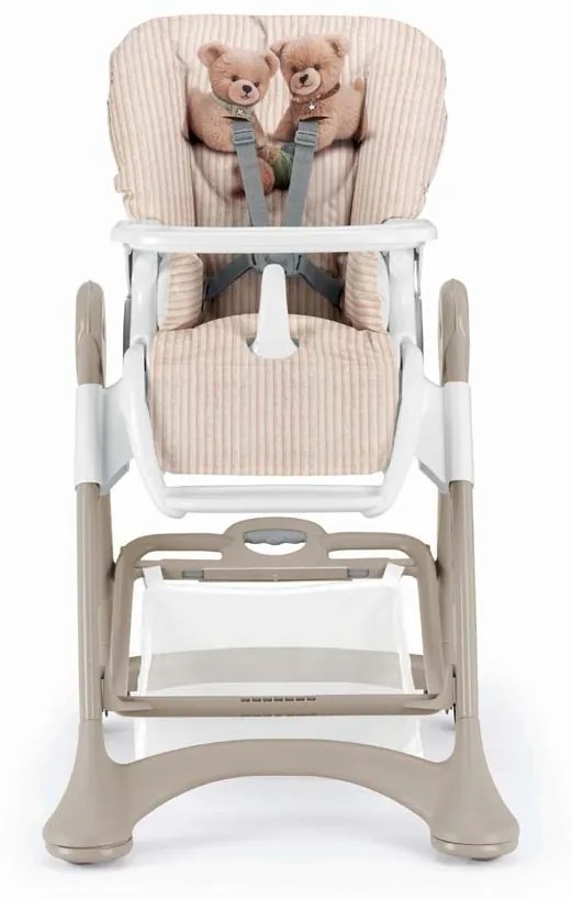 Scaun de Masa Multifunctional pentru Bebelusi si Copii, CAM   Campione, Inaltime Ajustabila, Varsta 6-36 luni, Pliabil, Centura de Siguranta in 5 Puncte, 3 Tavite Detasabile, Depozitare, Teddy