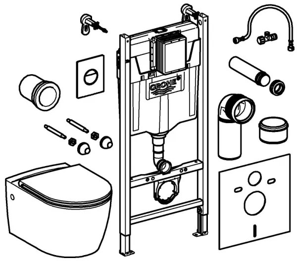 GROHE 103843SH00 - Solido Compact, set 5 în 1, 1,13 m, ceramică/alb