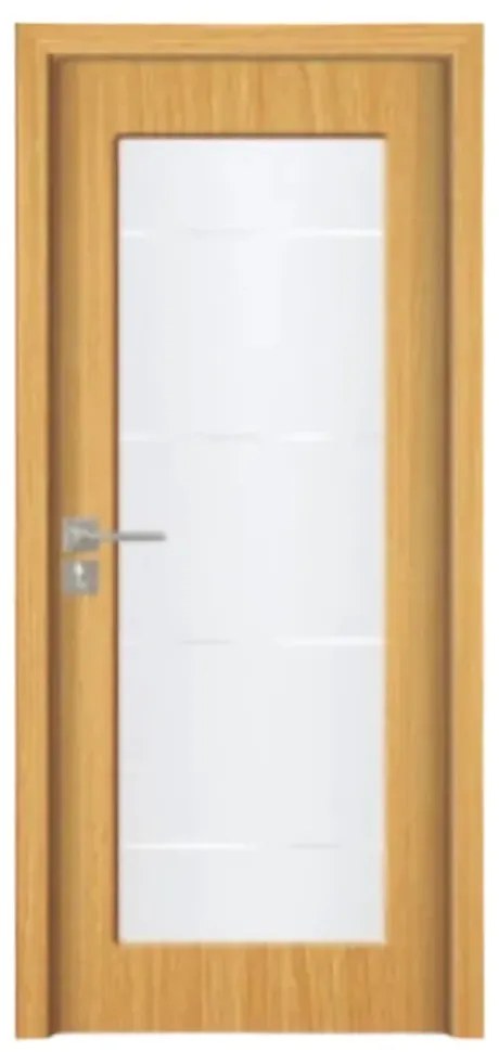 Usa Interior din MDF Novo Doors ND110-1, Cadru din Lemn Masiv, Geam Sablat, KIT COMPLET, Toc , Manere si balamale incluse (Culoare: Wenge, Toc: