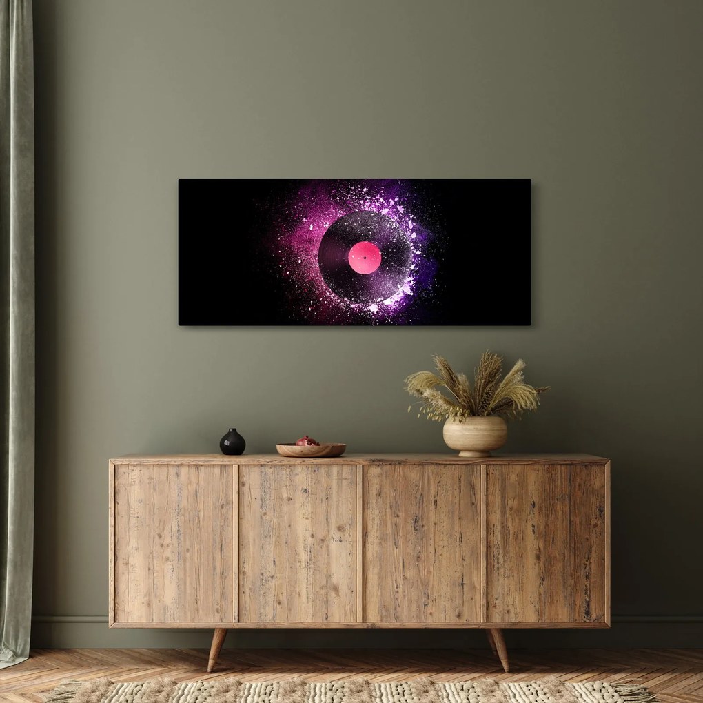 Tablou - Disc de vinil roz-violet (120x50 cm)