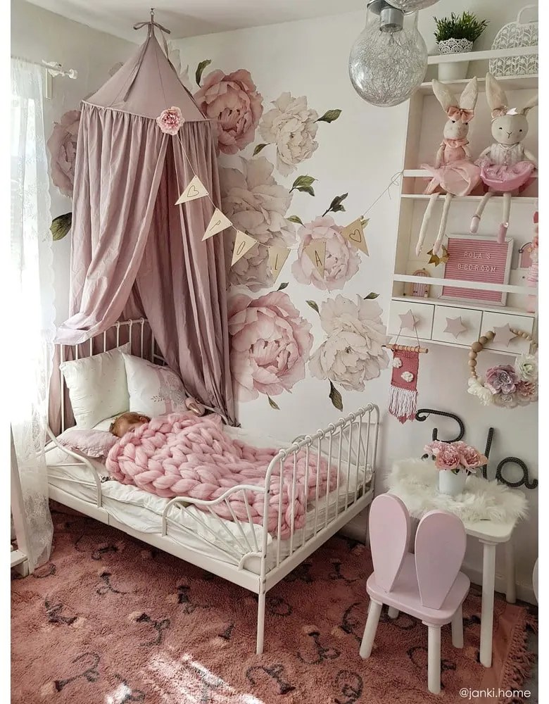 Covor pentru copii roz lavabil/țesut manual din bumbac 140x210 cm English Garden Ash Rose – Lorena Canals