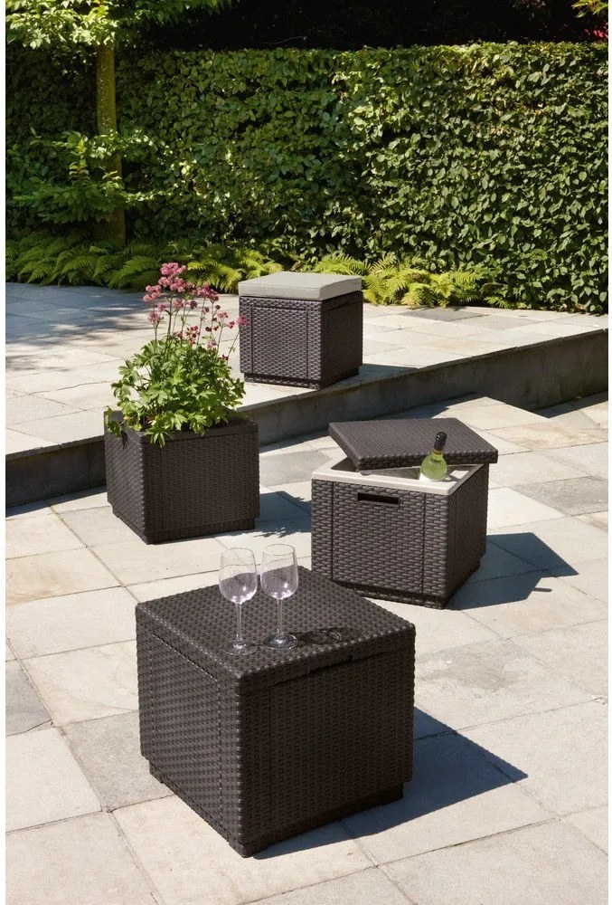 Taburet de grădină gri închis Cube – Keter