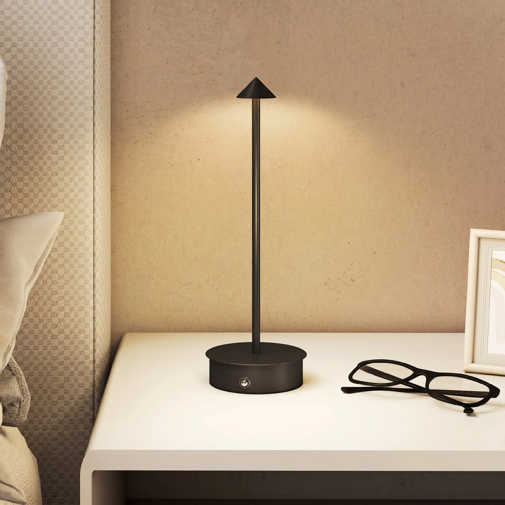 HOMCOM Lampă de Masă Reîncărcabilă cu USB, Lampă Fără Fir cu Temperatura Culorii Reglabilă 3000K/4500K/6500K, Control Tactil, Autonomie 4-8 Ore, Negru | Aosom Romania