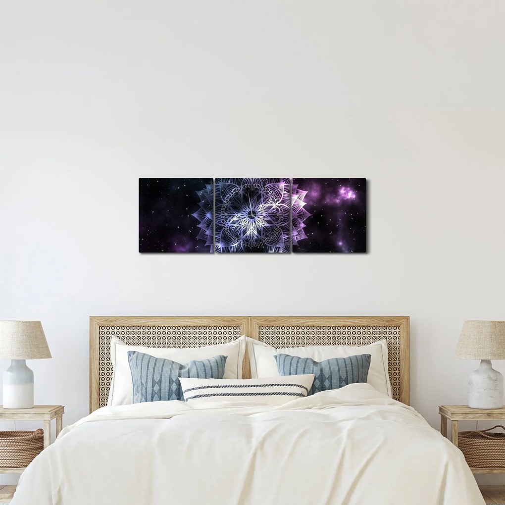 Tablou - Mandala Lotus în spațiu (cu ceas) (90x30 cm)