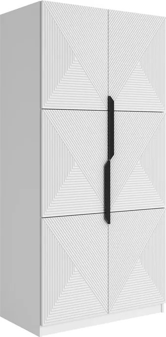 Dulap Asha 100 cm și mânere metalice - alb mat / mânere negre