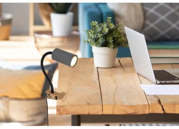 Lampă flexibilă cu clemă ROBBY 1xGU10/25W/230V neagră/maro Globo 57911KG