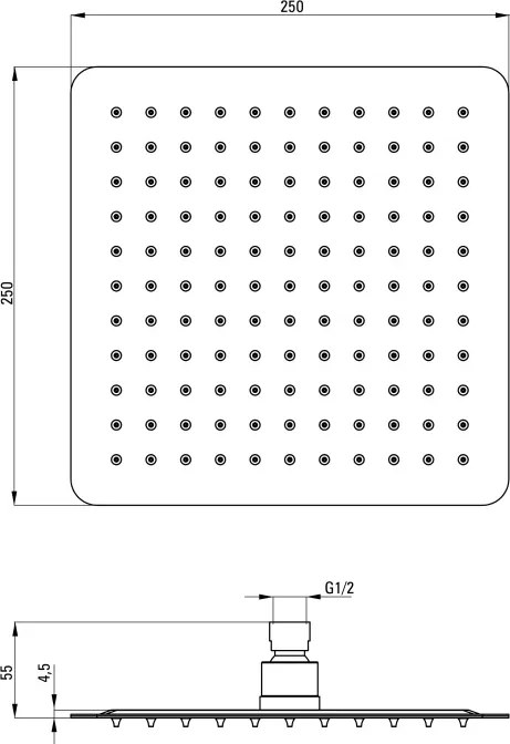 Cascada Cap de duș, oțel - 250x250 mm Finisaj: Auriu periat NAC_R02K