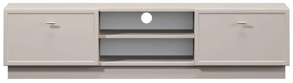 Comodă TV cu sertare Lorini 150 cm - cașmir / mânere aurii T-bar