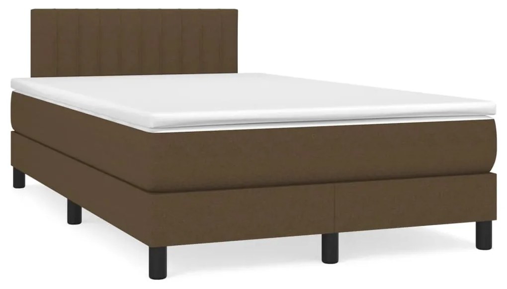 vidaXL Pat box spring cu saltea, maro închis, 120x190 cm, textil