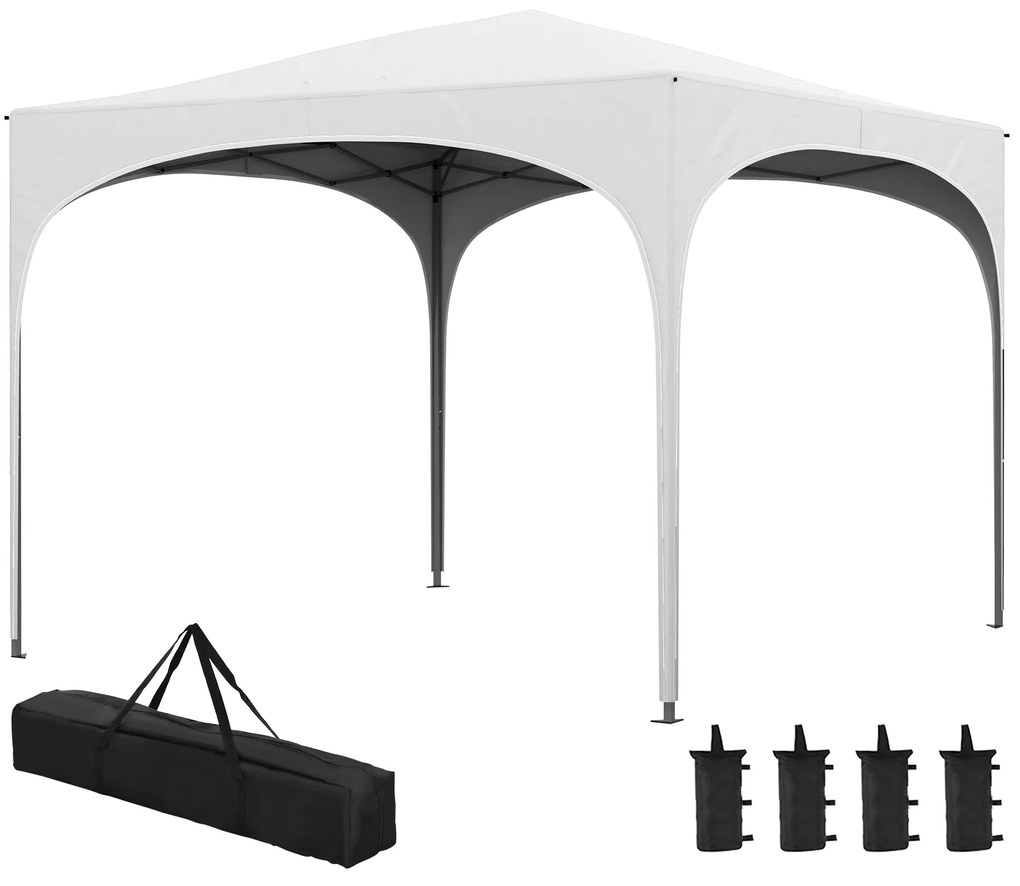 Outsunny Cenador de Grădină Pliabil cu Înălțime Reglabilă Geantă de Transport Impermeabilă Anti-UV și Saci de Nisip Alb | Aosom Romania
