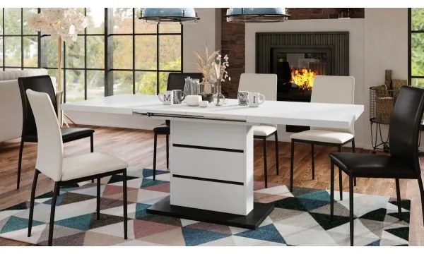 Masă extensibilă PAOLO alb/negru