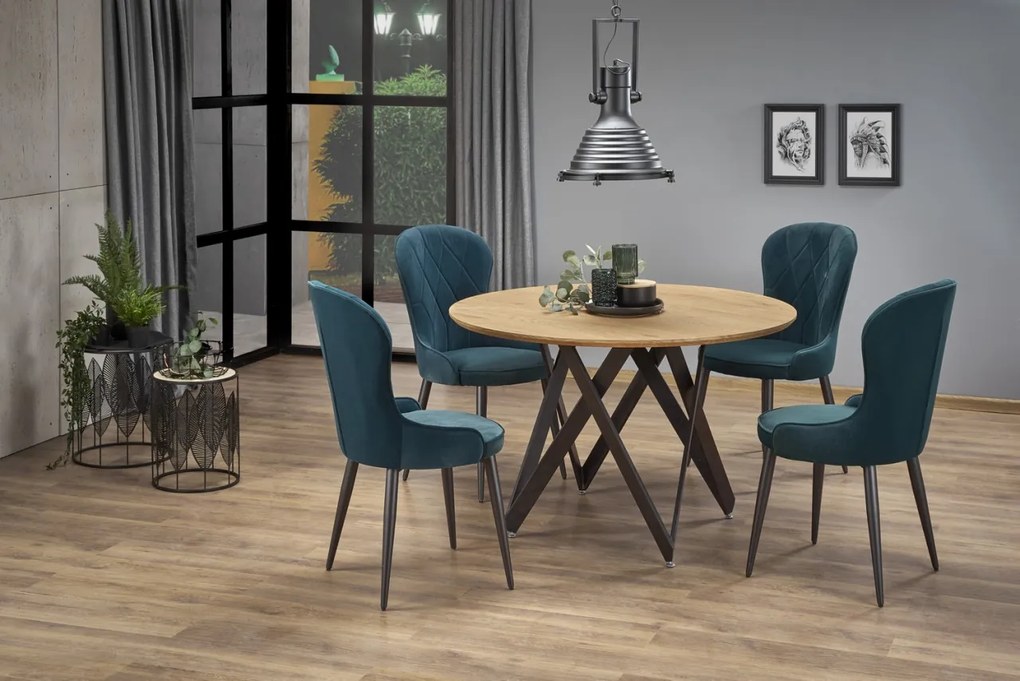 Set masa rotunda Mozambik ø120 cm + 4 scaune K366 verde inchis