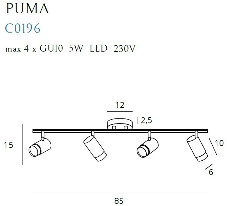 Lustra design minimalist cu 4 surse de lumina Puma C0196 MX