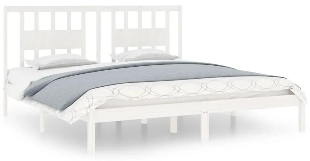 3104079 vidaXL Cadru de pat Super King, alb, 180x200 cm, lemn masiv