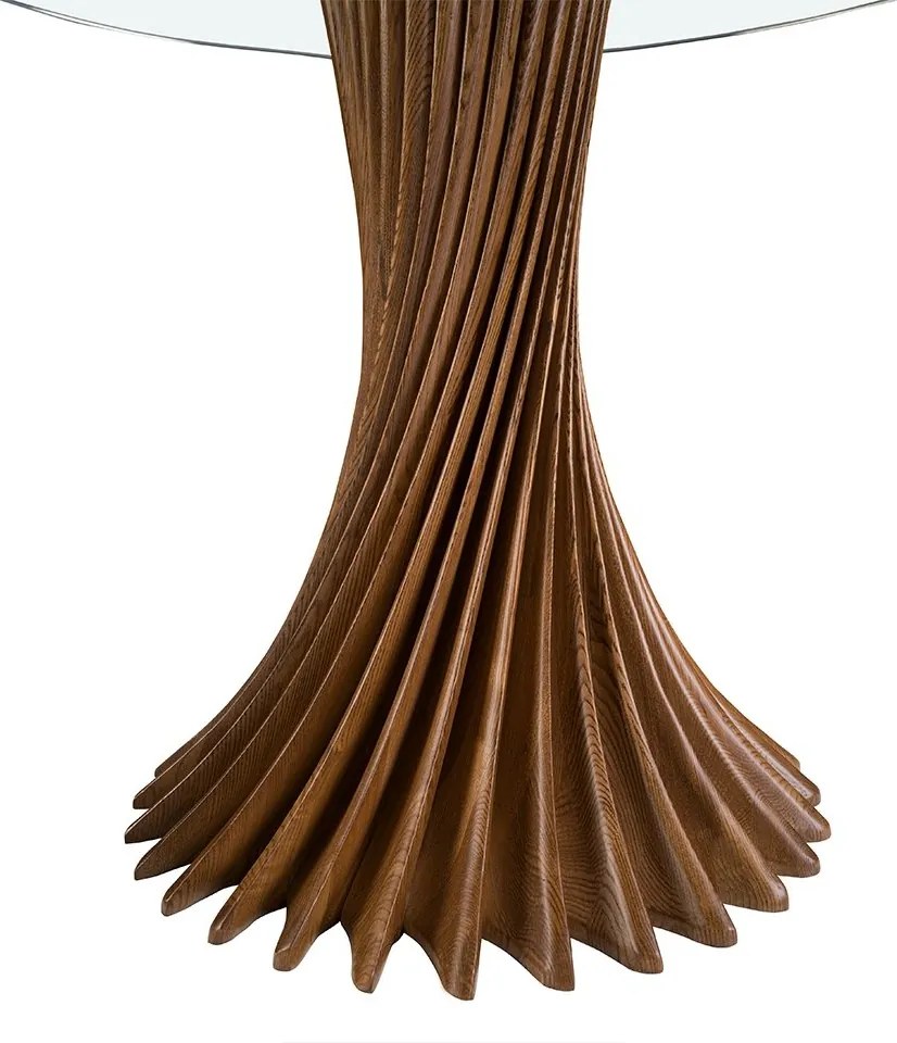 Masa rotunda design modern deosebit Glass and Walnut 130cm