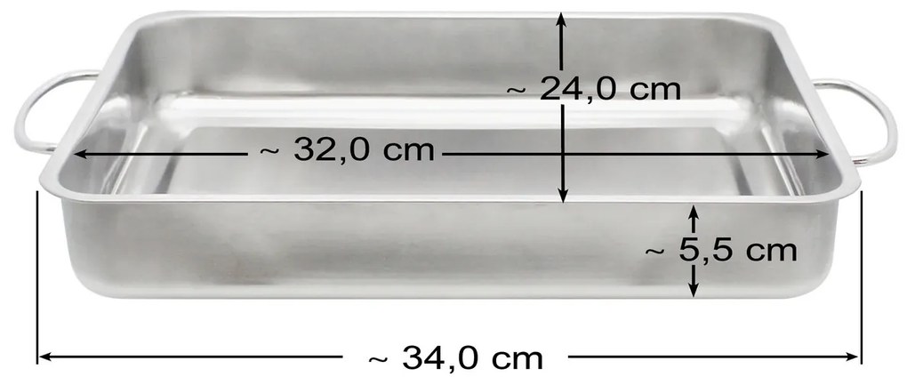 Elo 53435 Basic Tigaie din oțel inoxidabil 34 x 24x 5,5 cm