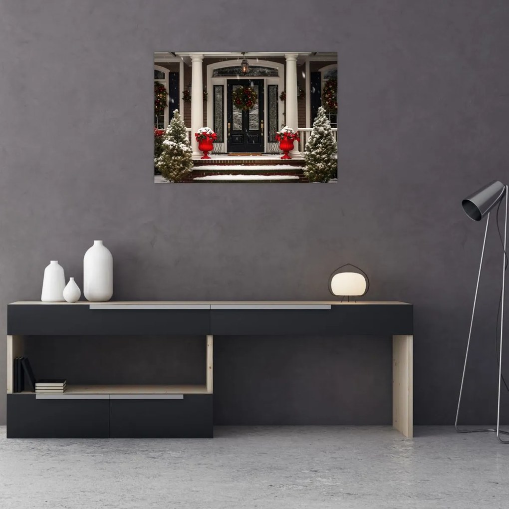 Tablou - Casa decorată de Crăciun (70x50 cm)