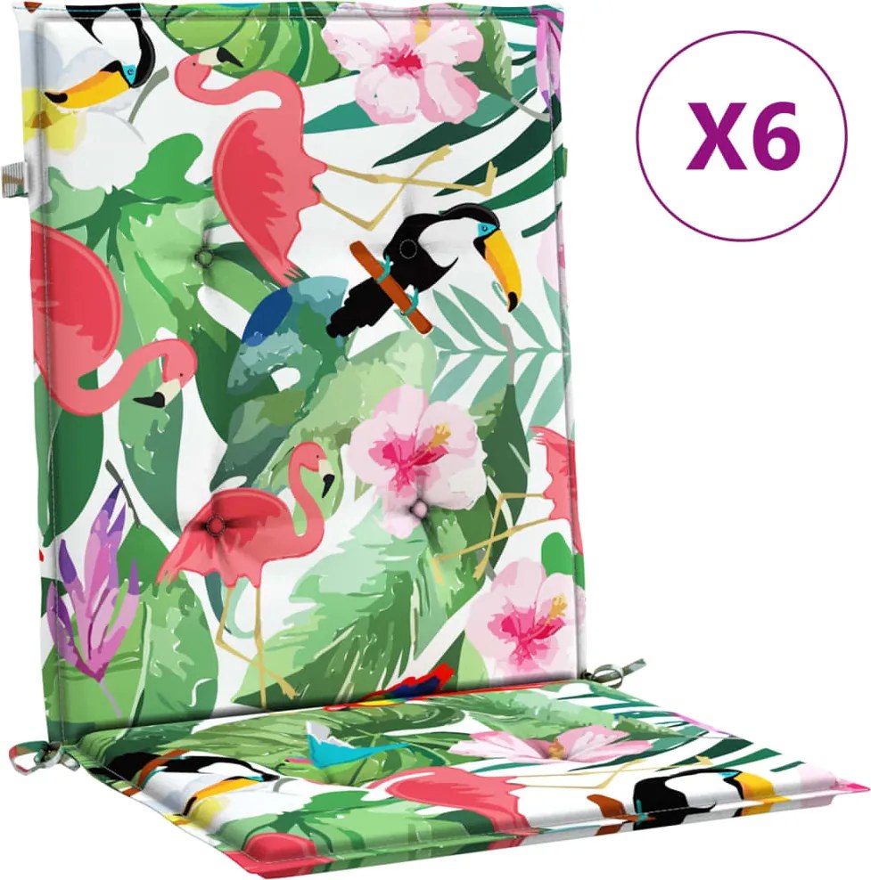 vidaXL Perne pentru scaune cu spătar jos, 6 buc, multicolor, textil