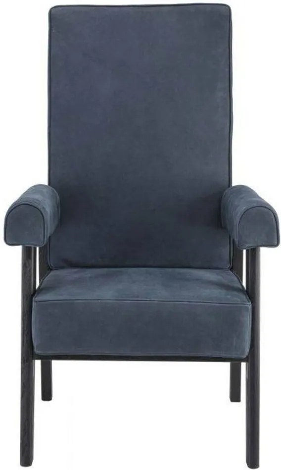 Fotoliu design clasic din piele naturala Milo, albastru 114504 HZ