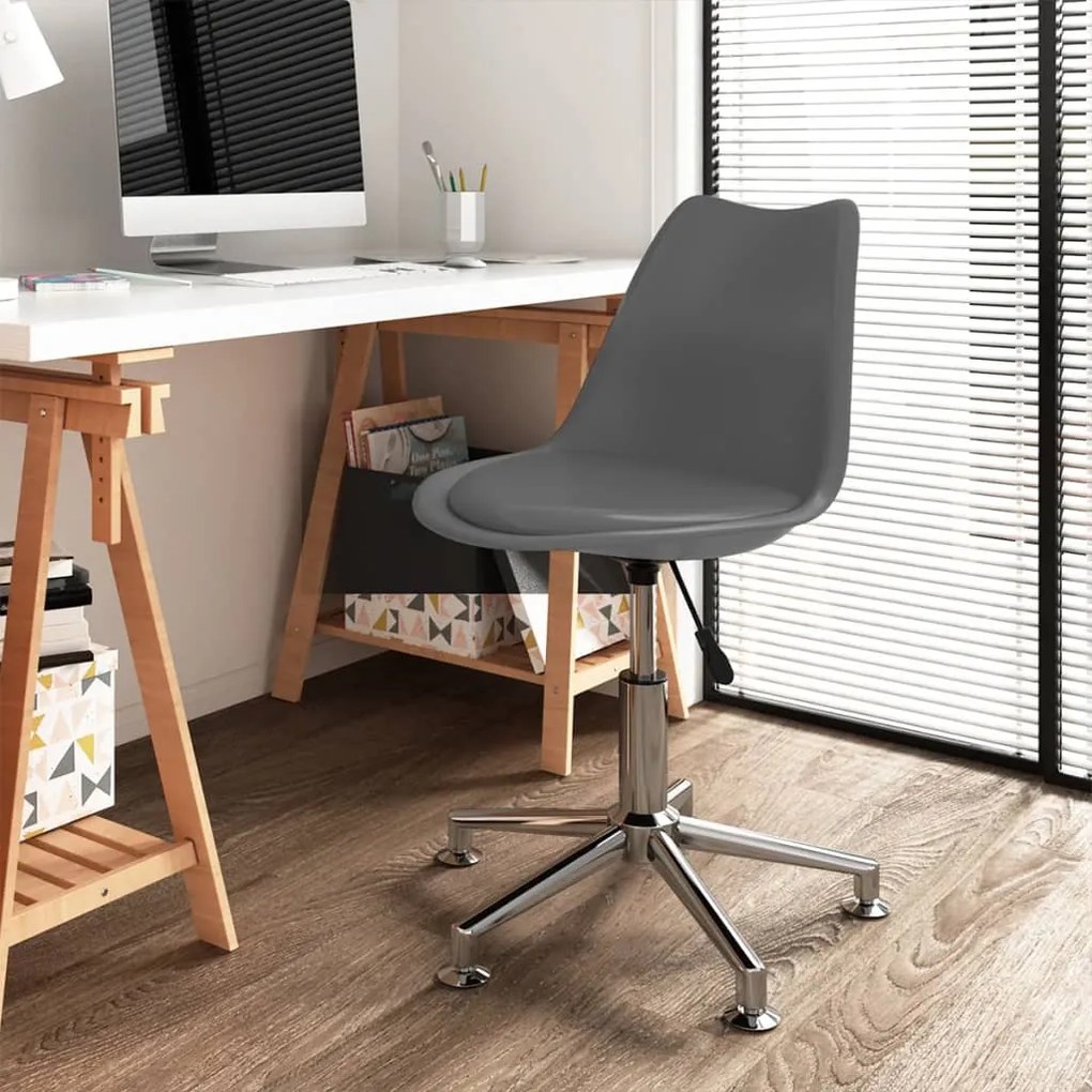 3085345 vidaXL Scaun de bucătărie pivotant, gri, piele ecologică