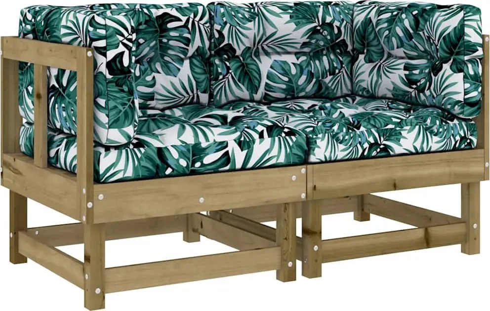 vidaXL Canapele colțar cu perne, 2 buc., lemn masiv de pin