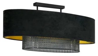 Lustră aplicată Duolla DOUBLE OVAL RATTAN 2xE27/15W/230V negru/ratan