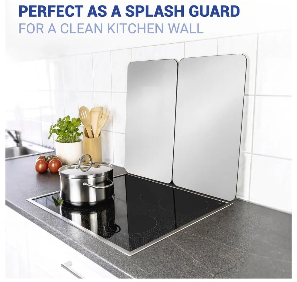 Set 2 protecții din sticlă pentru aragaz Wenko Universal Silver