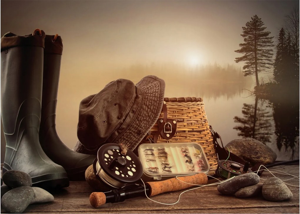 Tablou - Natura moartă, pescuit (70x50 cm)