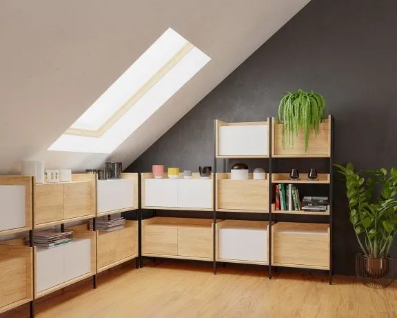 Comoda modulară Mobius S3 natur/alb - H83