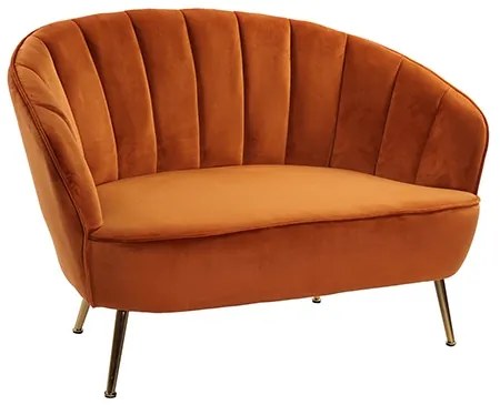 Canapea Amber cu picioare aurii si tapiterie catifelata 120x84 cm