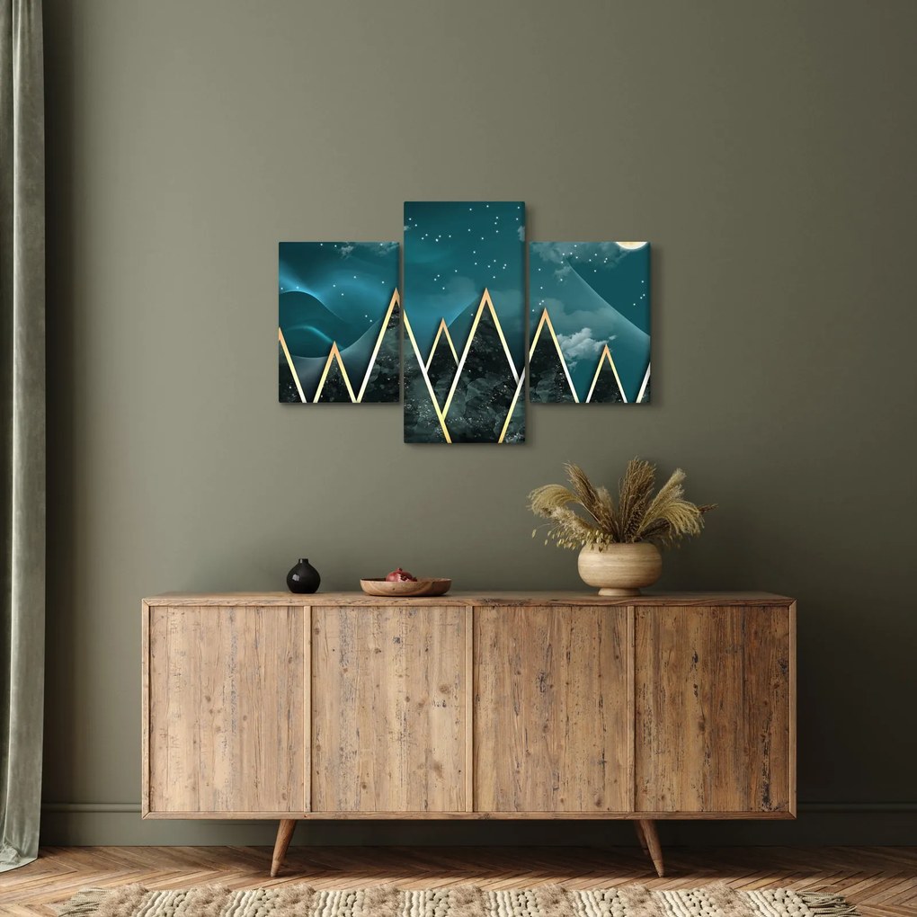 Tablou - Lună plină deasupra munțiilor aurii (90x60 cm)
