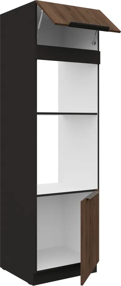 Dulap înalt pentru cuptor şi cuptor cu microunde, nuc okapi/negru, MENZO 60 DPM-210 2F