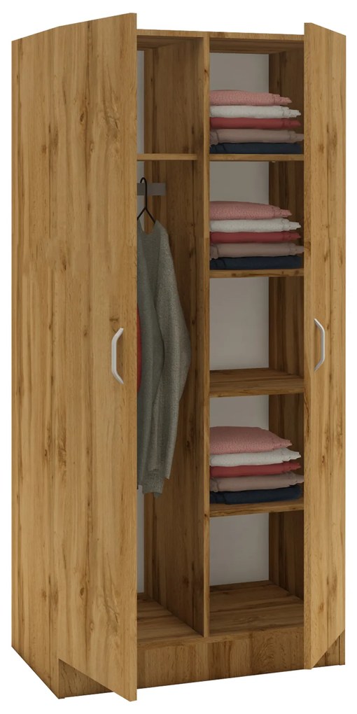Dulap haaus Remi, 2 Usi, cu polite, Stejar Wotan, 80 x 51 x 170 cm