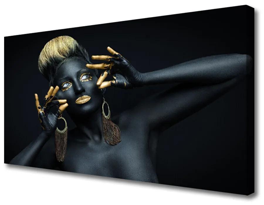 Tablou pe panza canvas Femeile Oameni negru de aur