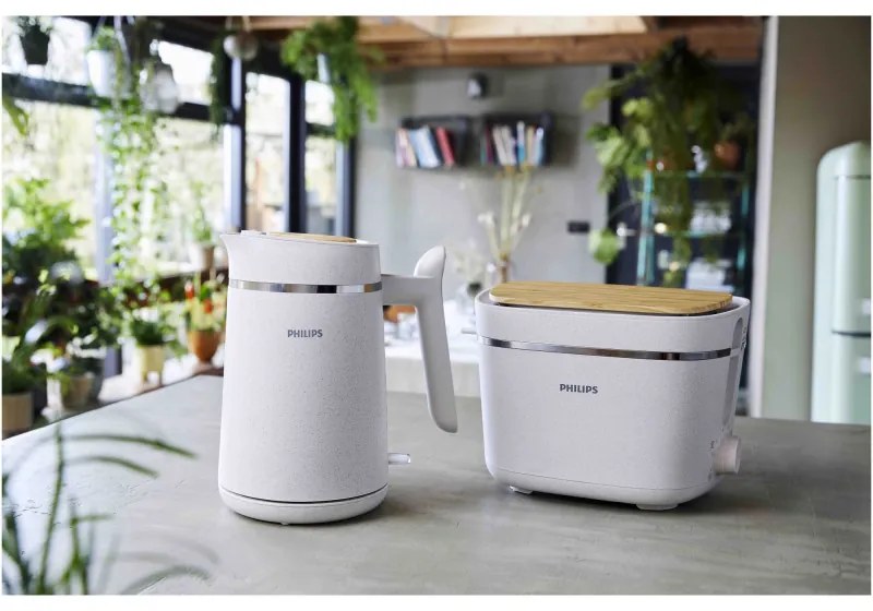 Toaster Philips HD2640/10 Conscious collection, 830 W, Pentru 2 felii, 8 niveluri de coacere, Tavă de firimituri, Dezghețare, Reîncălzire, Alb mat